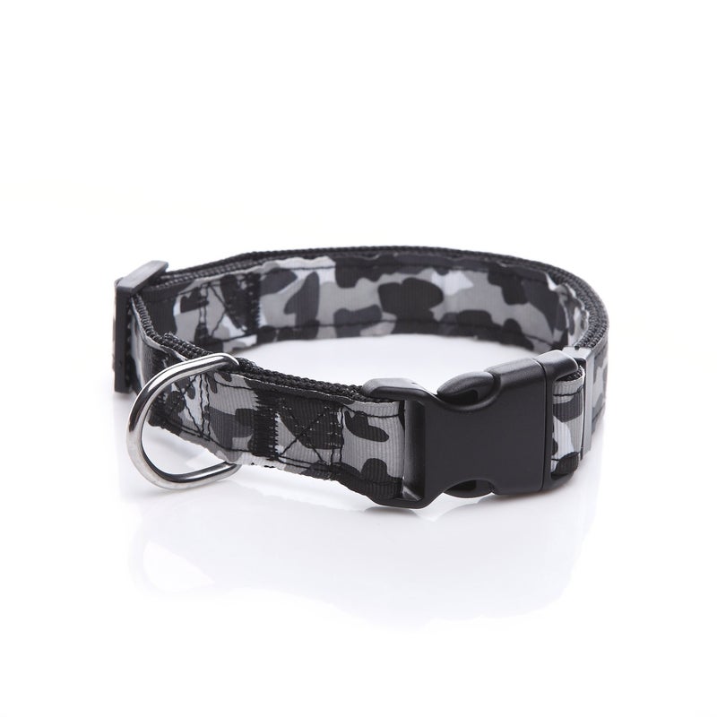 TAIDA Dog Collar, Nylon Camouflage Adjustable Collar, 1 Inch Wide, for Large Medium Dog (Black) - Image 1